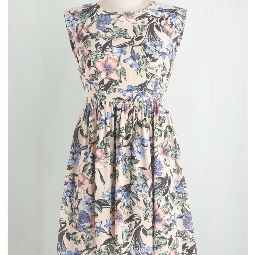 Floral high neck a-line dress